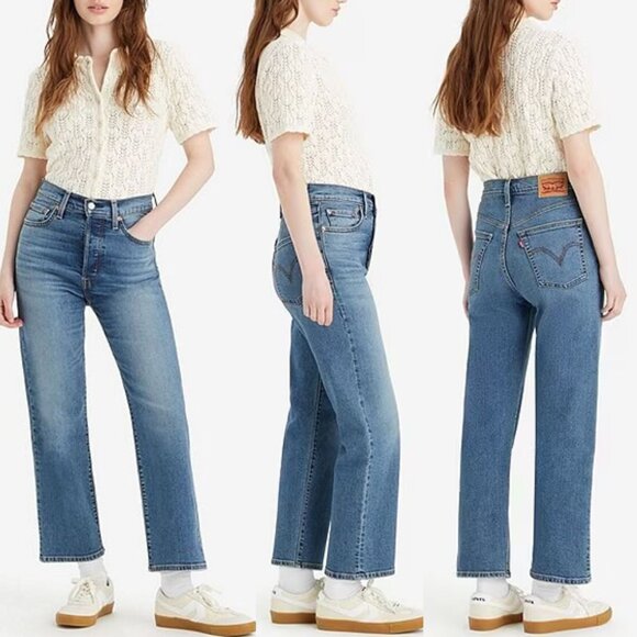 Levi's Ribcage Straight Ankle Jeans 30 x 27 High Waist Elevated Taste Blue Denim - Picture 2 of 15